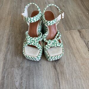 ASOS Green and White Woven Wedges